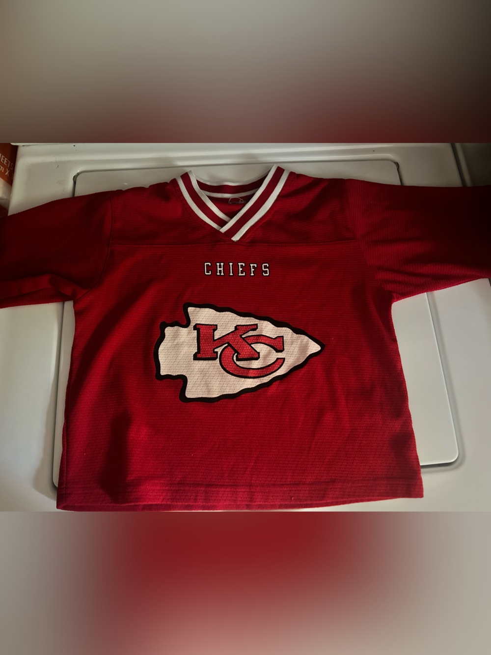 Vintage 90s Kansas City Chiefs Youth Medium Jersey Blank Red Mesh V-Neck VTG